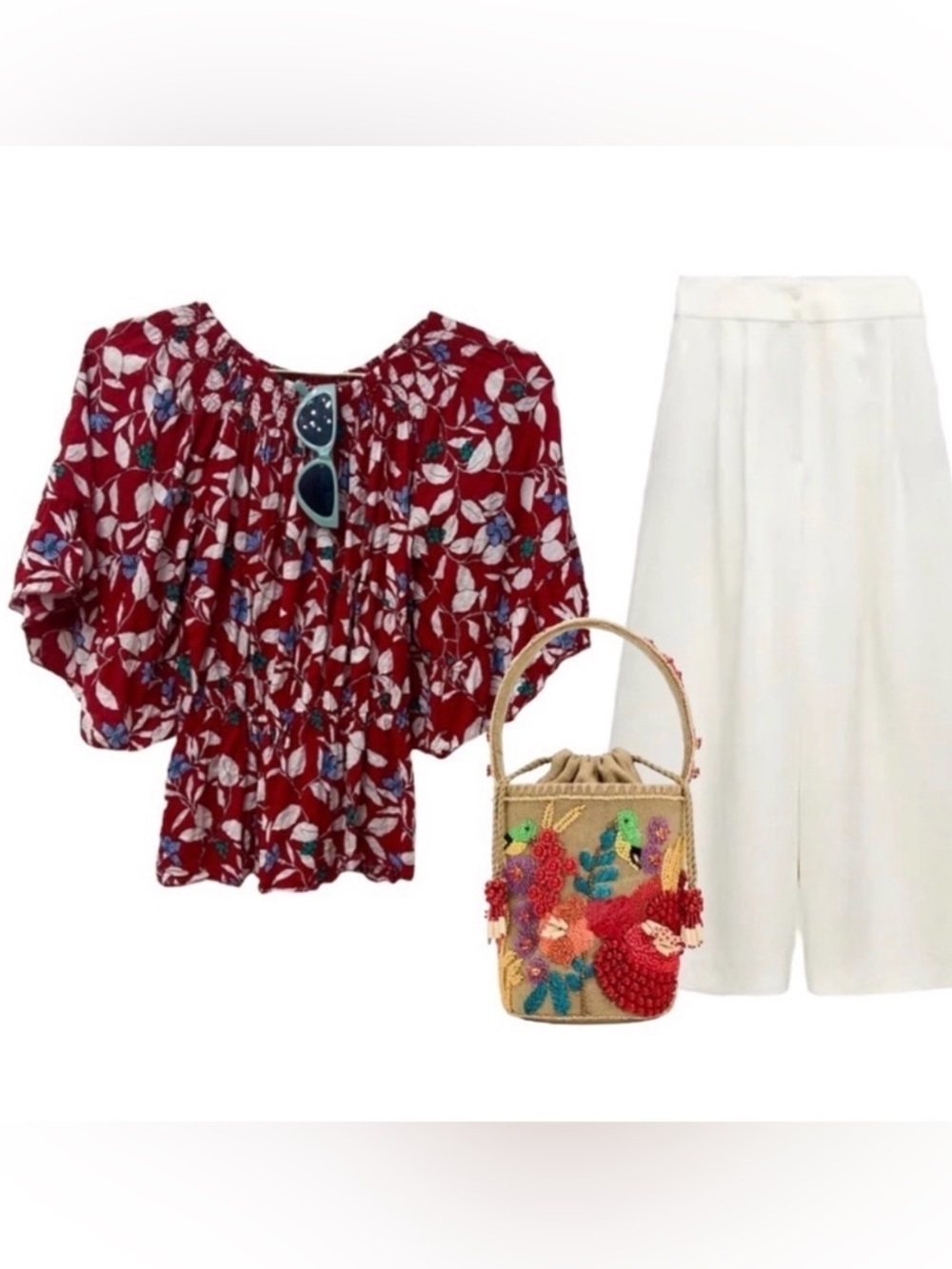 Boho Florwl  100% cotton butterfly sleeve top Xs pit 18” l 28”
